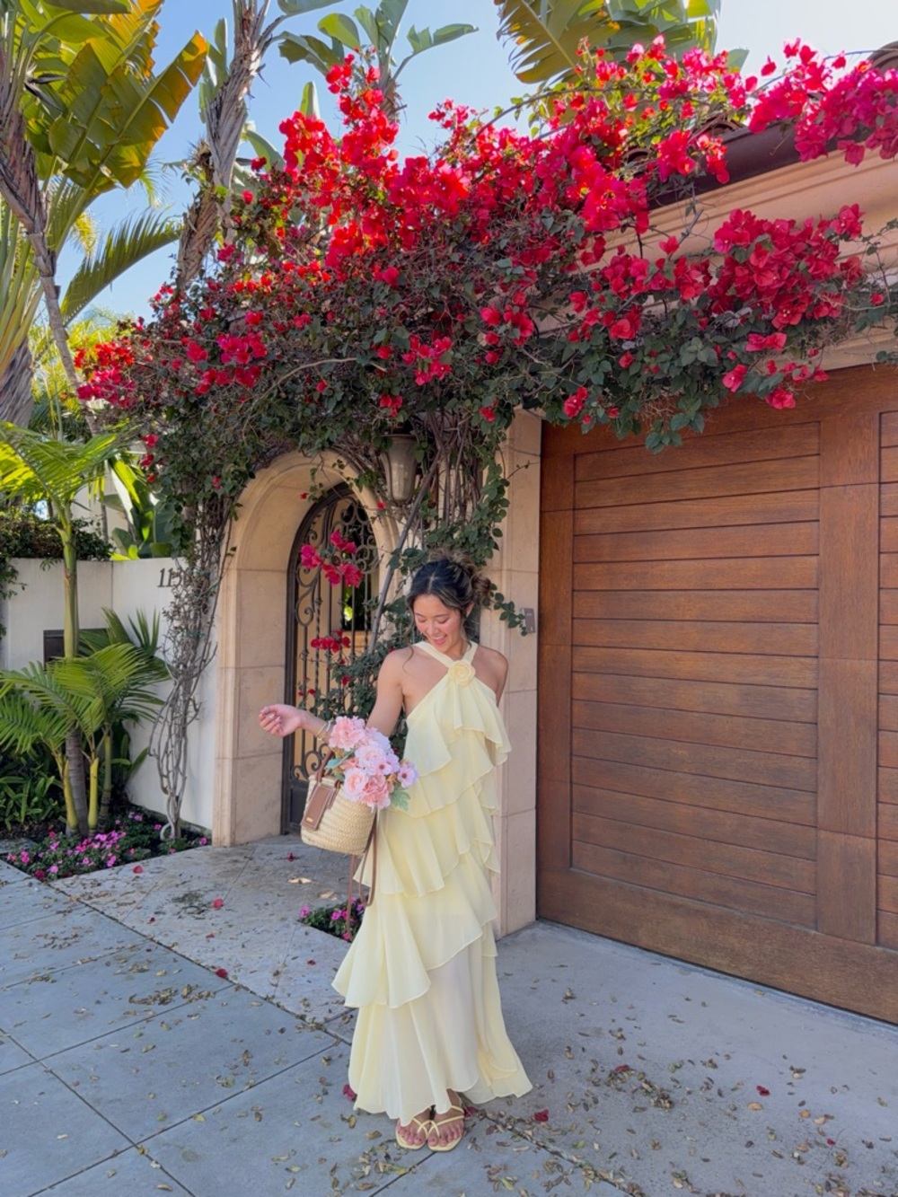 Selfie Leslie Pale Yellow Ruffled Maxi Dress